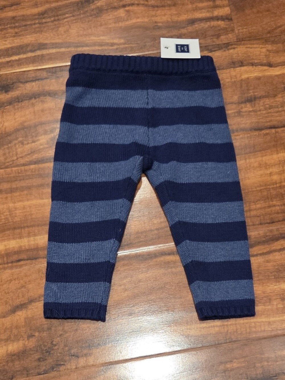Janie and Jack NWT 6-12 Months Striped Navy and Blue Knit Pants